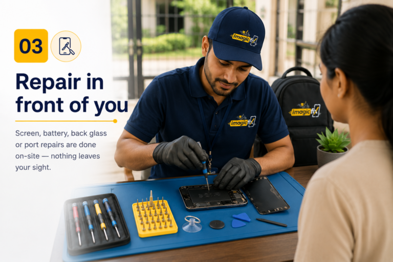 Repair in front of you